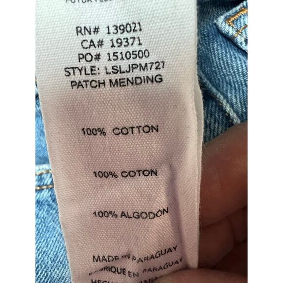 Frame Jeans Le Slouch Denim Medium Wash Straight Button Fly Leg Patch Mending - Picture 10 of 11